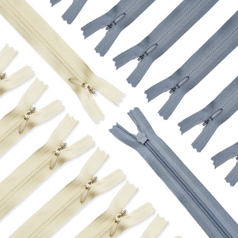 Renashed 50pcs 21.5 Inch Mix Beige&Grey Nylon Invisible Zippers for Tailor Sewer Sewing Craft Crafter's Special 20 Colors (Beige&Grey) - Image 1